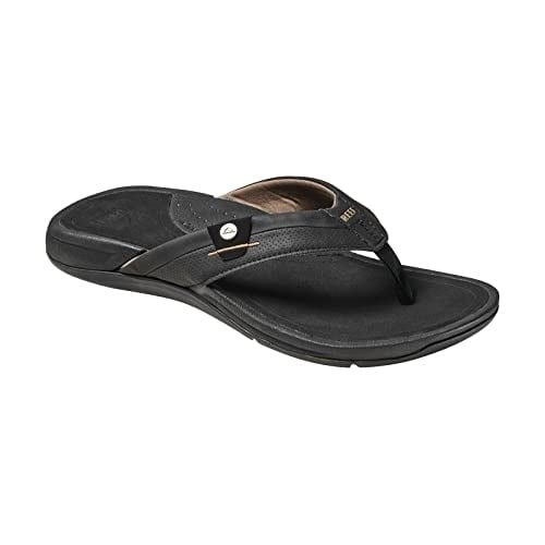 REEF Mens Pacific Flip Flops Black Brown CI7986 Soft EVA Non-Marking Outsole Image 4