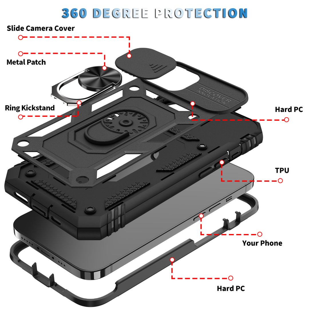 navor Military-Grade Hard Case Compatible with iPhone 13 6.1 inches Ring Car Mount Kickstand Shockproof Full Body Image 4