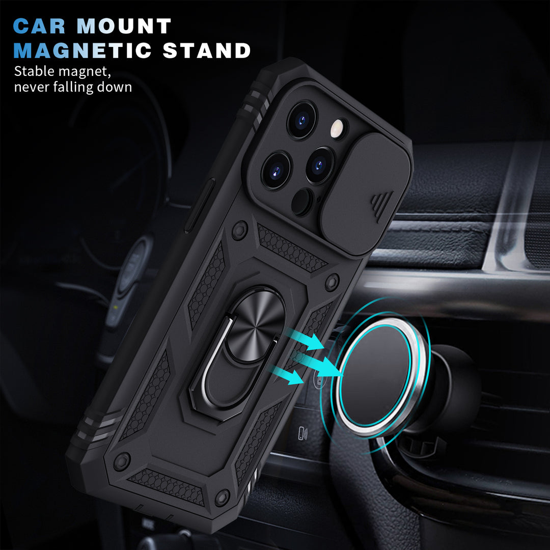navor Military-Grade Hard Case Ring Car Mount Kickstand Shockproof Full Body Protective Anti-Slip Case for iPhone 13 Pro Image 7