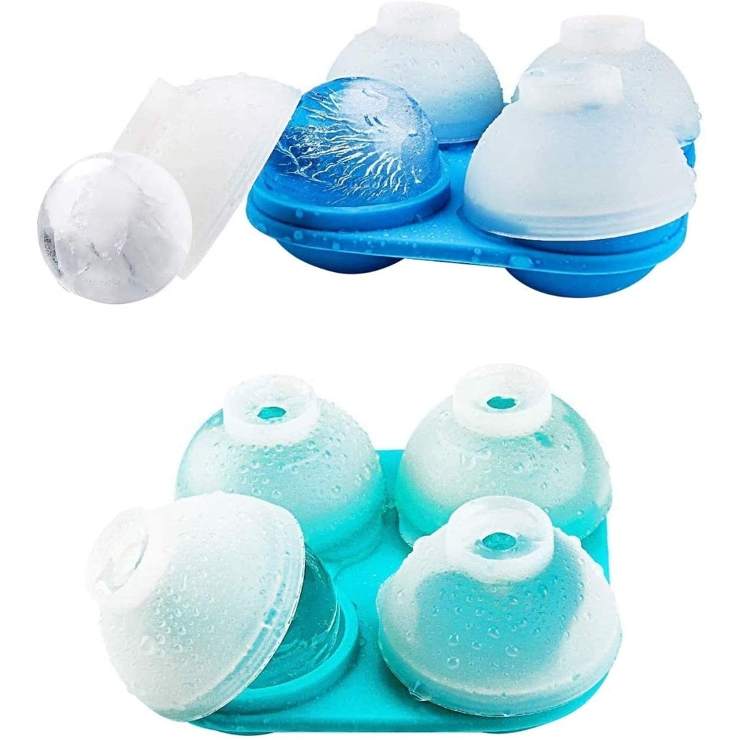 Silicone Sphere Ice Cube Trays with Lids Creates 8 Giant Sphere Ice Cubes BPA Free Ice Ball Maker Image 1