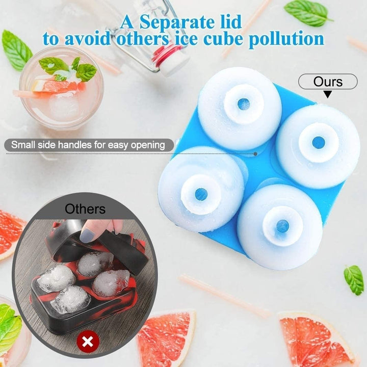 Silicone Sphere Ice Cube Trays with Lids Creates 8 Giant Sphere Ice Cubes BPA Free Ice Ball Maker Image 2