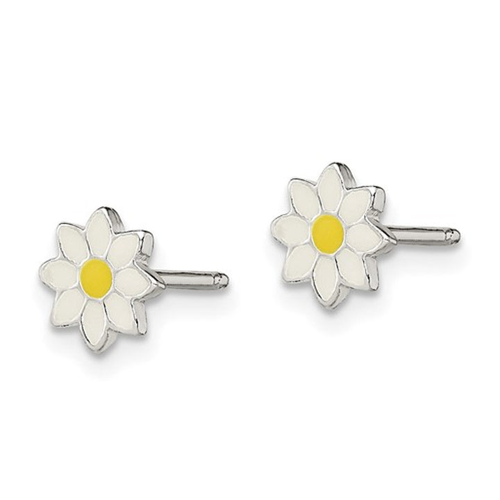 Sterling Silver Enameled Flower Post Earrings Image 3