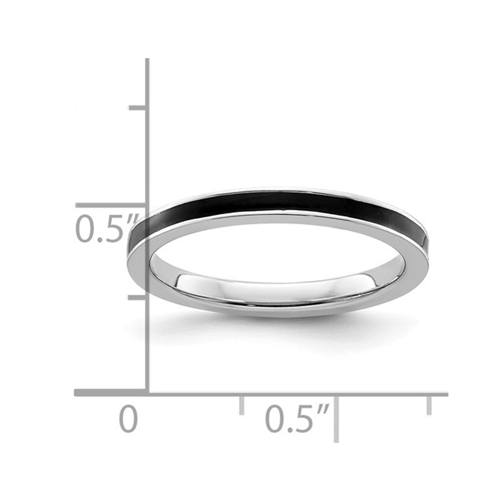 Sterling Silver Band Ring with Black Enamel Image 4