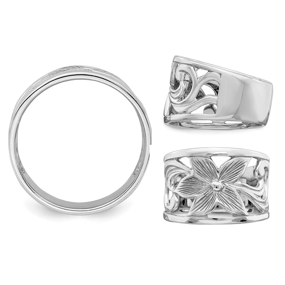 Ladies Sterling Silver Flower Ring Image 2