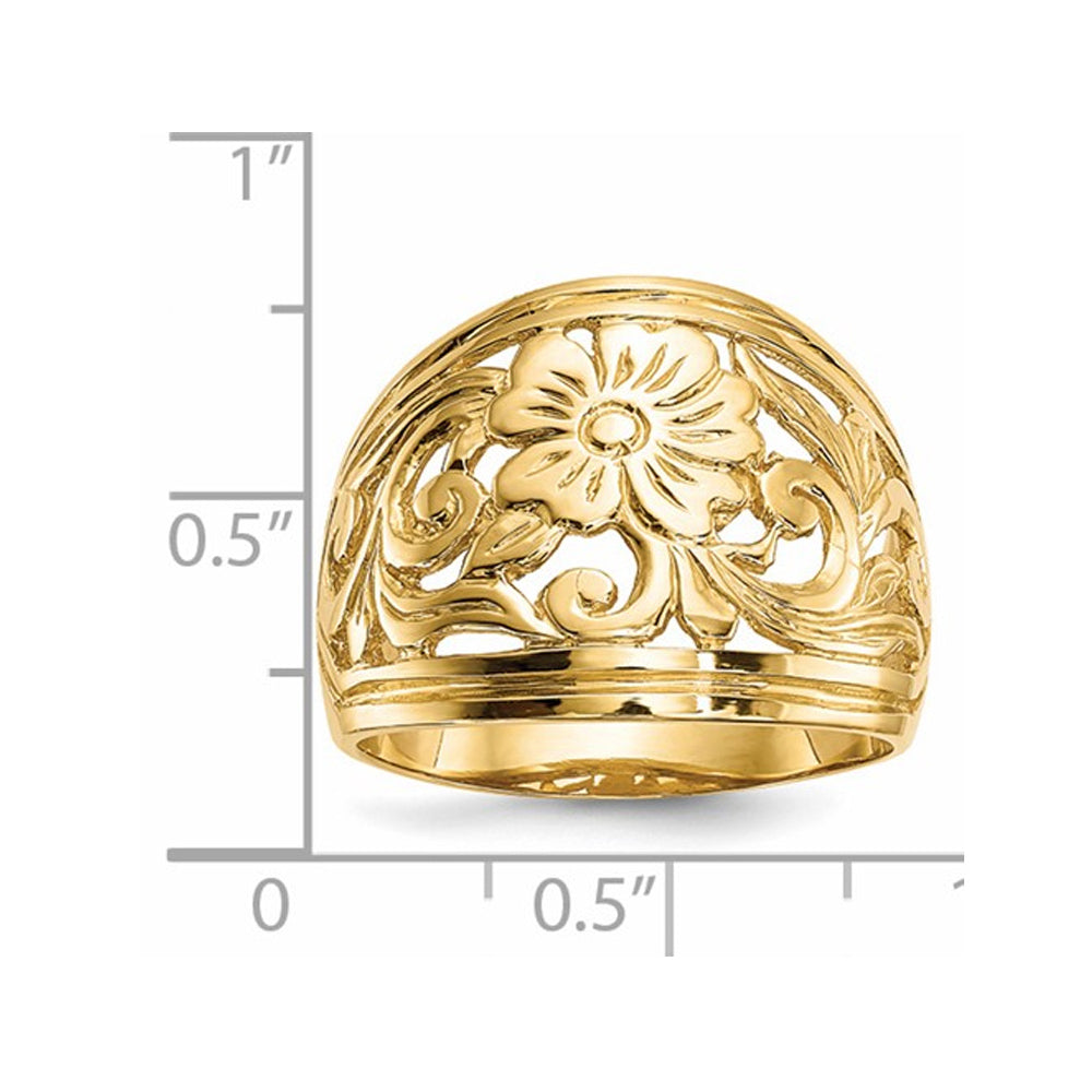 14K Yellow Gold Polished Floral Ring Image 2