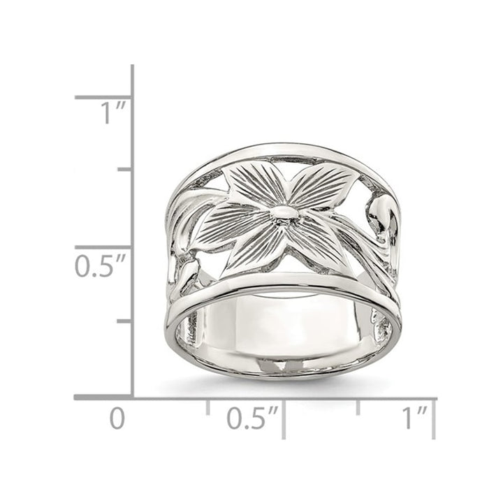 Ladies Sterling Silver Flower Ring Image 4