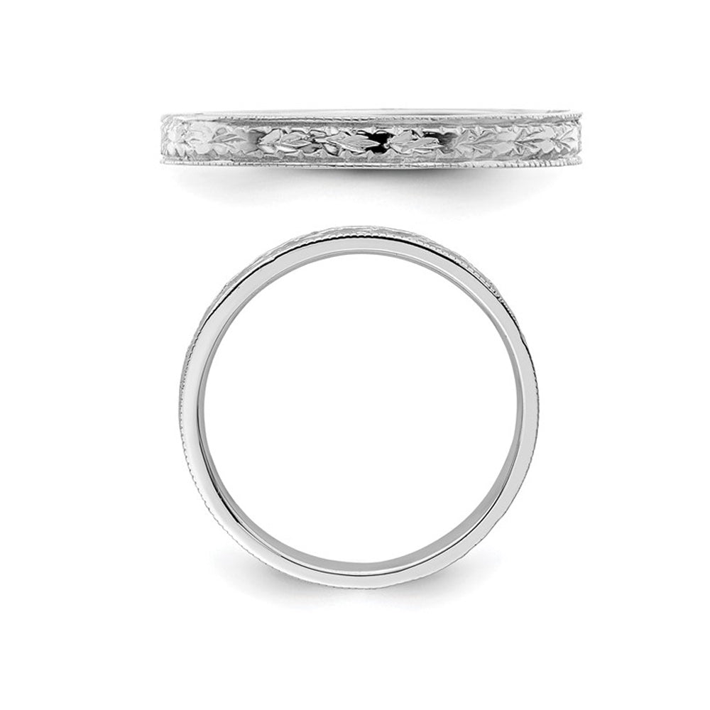 14K White Gold Polished Floral Band Ring Image 3