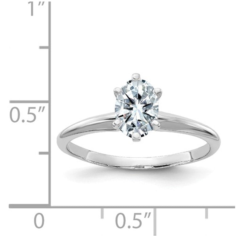 4/5 Carat (0.90 Ct. Look) Oval Cut Synthetic Moissanite Solitaire Engagement Ring in 14K White Gold Image 3