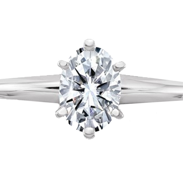 4/5 Carat (0.90 Ct. Look) Oval Cut Synthetic Moissanite Solitaire Engagement Ring in 14K White Gold Image 4