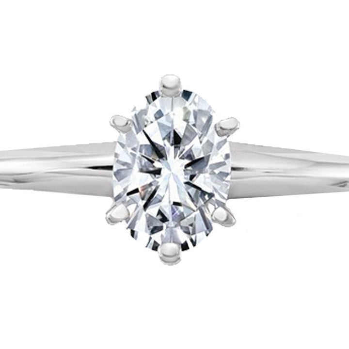 4/5 Carat (0.90 Ct. Look) Oval Cut Synthetic Moissanite Solitaire Engagement Ring in 14K White Gold Image 4