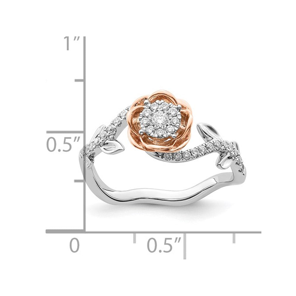 1/4 Carat (ctw) Lab-Grown Diamond Flower Ring in 14K White and Rose Gold Image 4