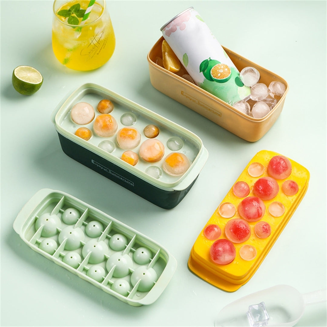 1 Set Ice Cube Tray Food Grade Super Soft PP Cocktail Round Ice Ball Maker Mold with Lid for Home Image 6