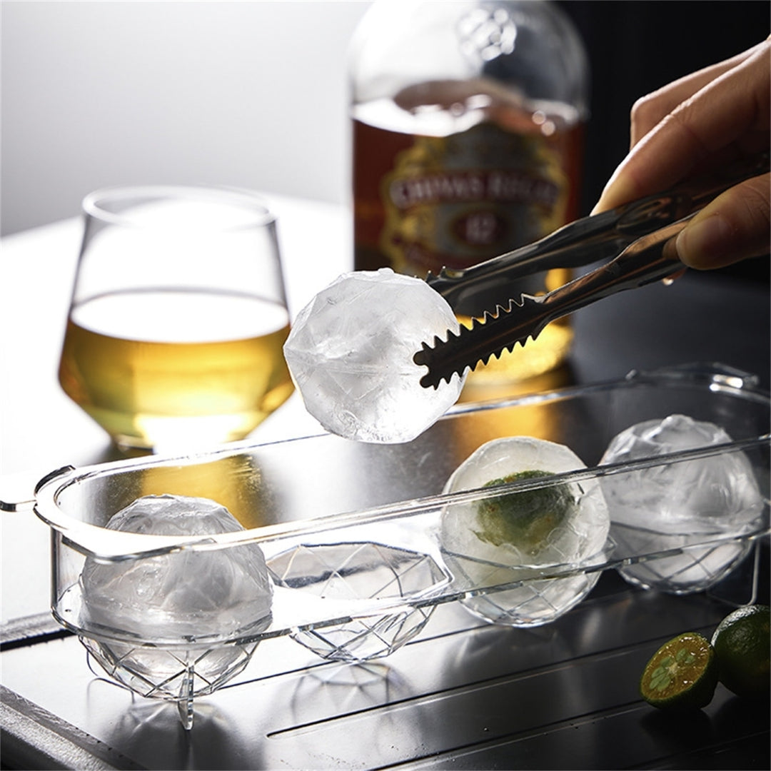 Ice Ball Mold Food Grade Double Layer PET 4-Hole Drinks Round Ice Ball Tray Maker for Home Image 1