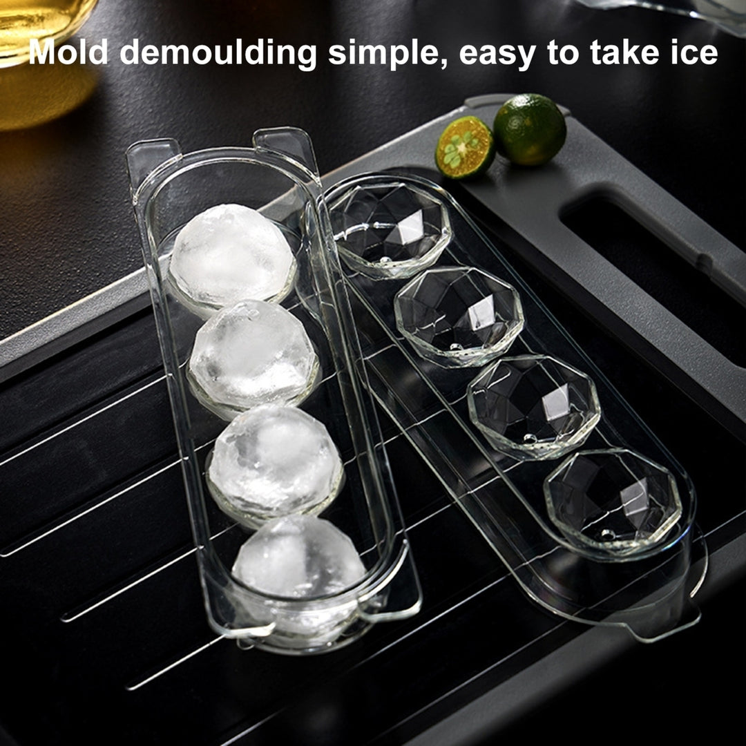 Ice Ball Mold Food Grade Double Layer PET 4-Hole Drinks Round Ice Ball Tray Maker for Home Image 4