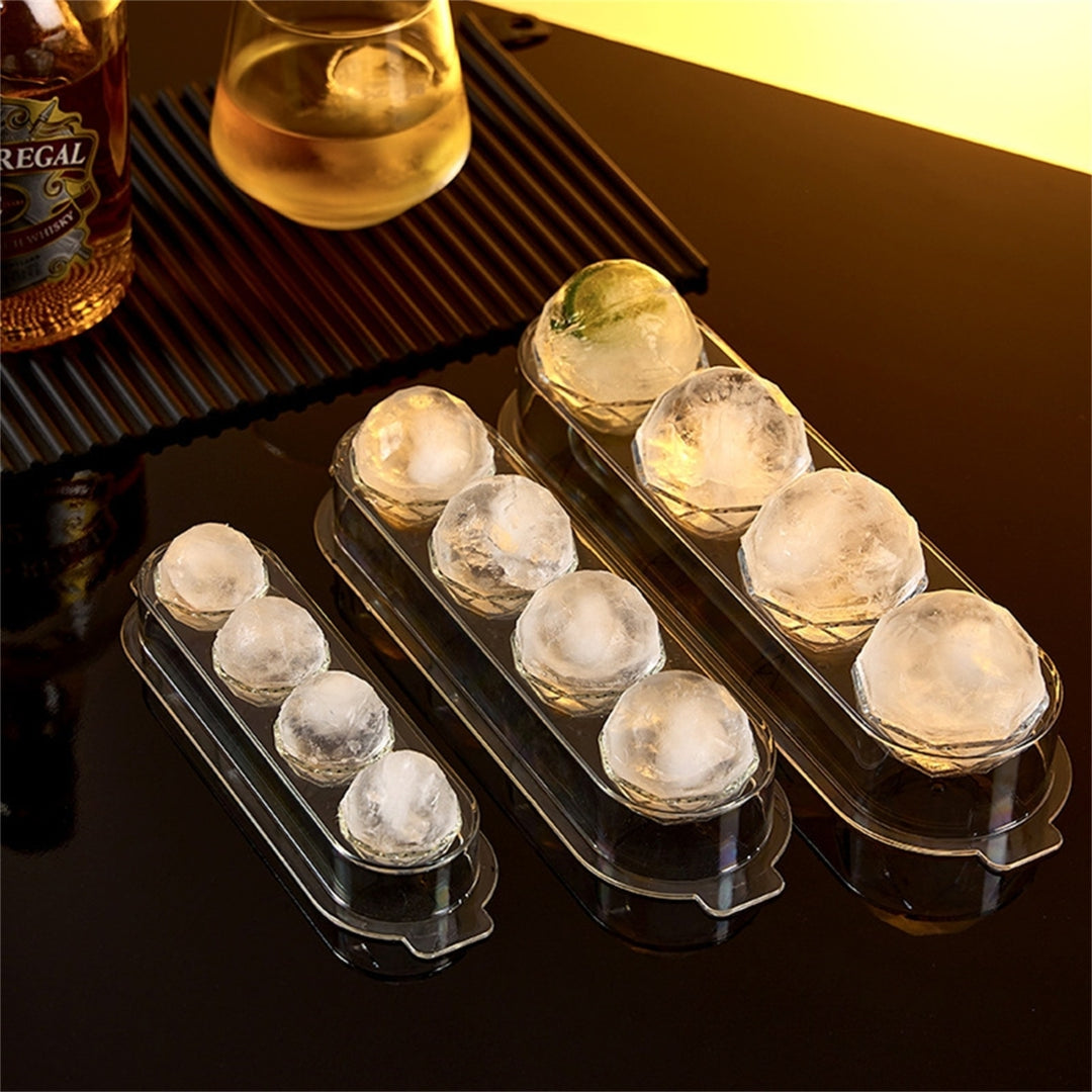 Ice Ball Mold Food Grade Double Layer PET 4-Hole Drinks Round Ice Ball Tray Maker for Home Image 6