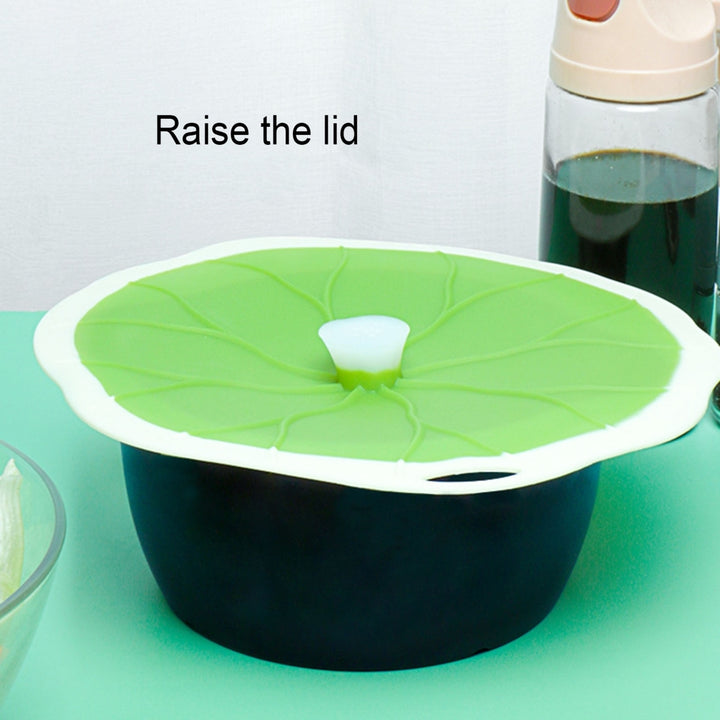 Bowl Suction Cover Lotus Leaf Shape Dust-proof Silicone Microwave Splatter Bowl Lid for Plates Image 3