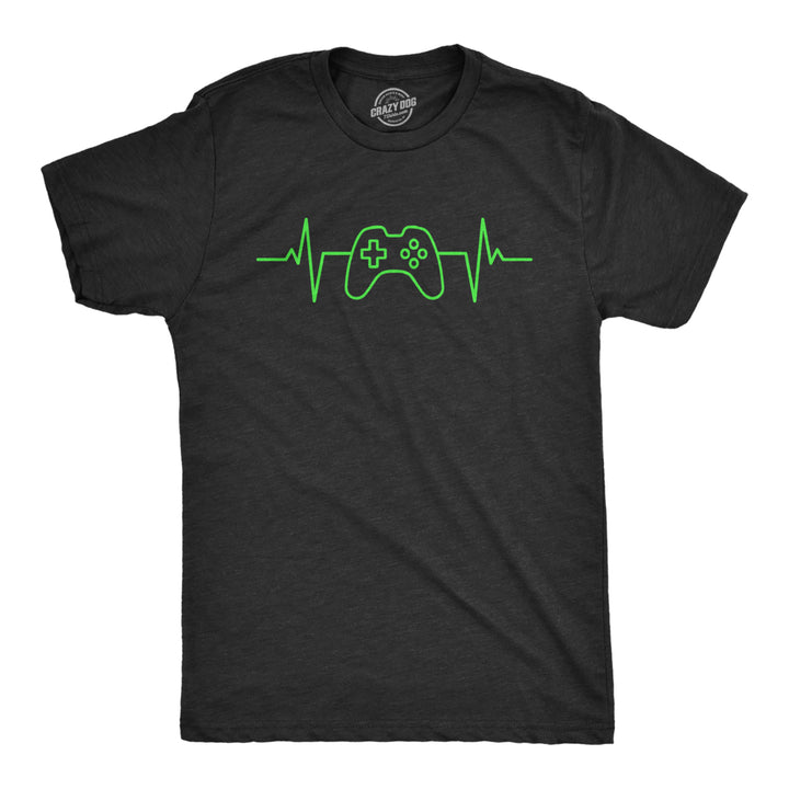 Mens Video Game Heart Beat T Shirt Funny Cool Controller Pulse Monitor Tee For Guys Image 1