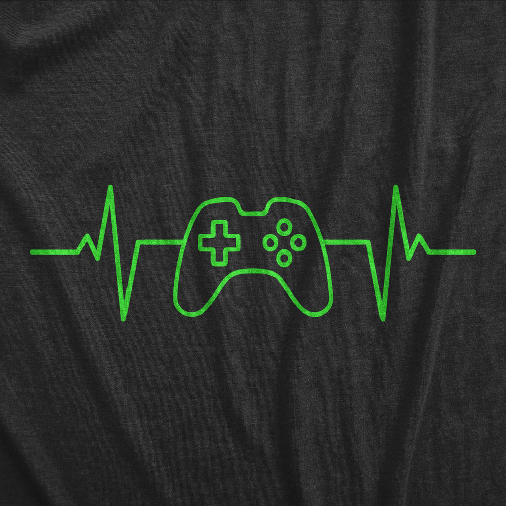 Mens Video Game Heart Beat T Shirt Funny Cool Controller Pulse Monitor Tee For Guys Image 2