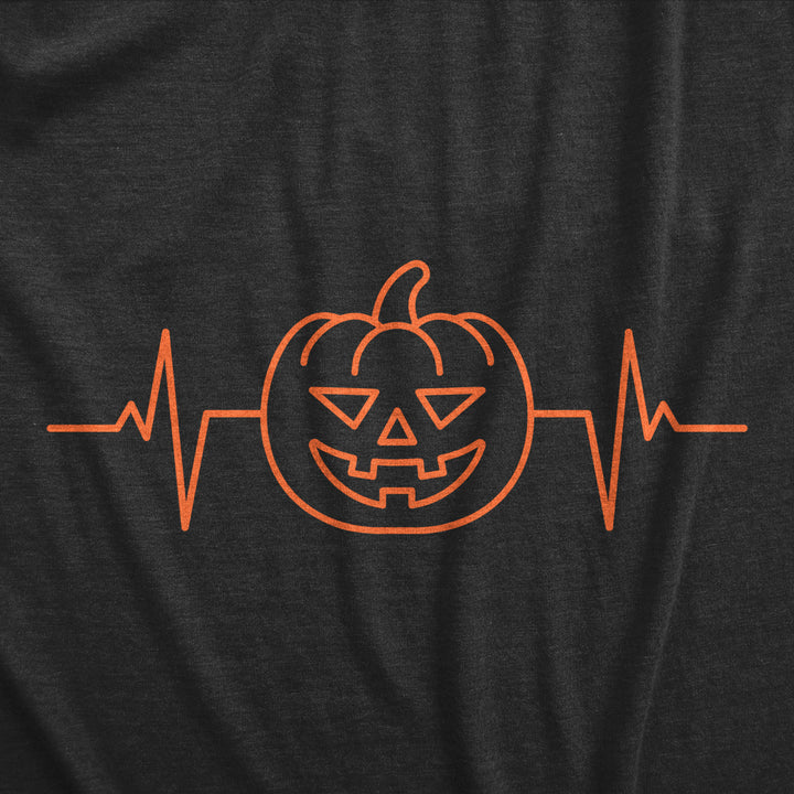 Mens Pumkpin Heart Beat T Shirt Funny Cool Halloween Jack O Lantern Pulse Tee For Guys Image 2