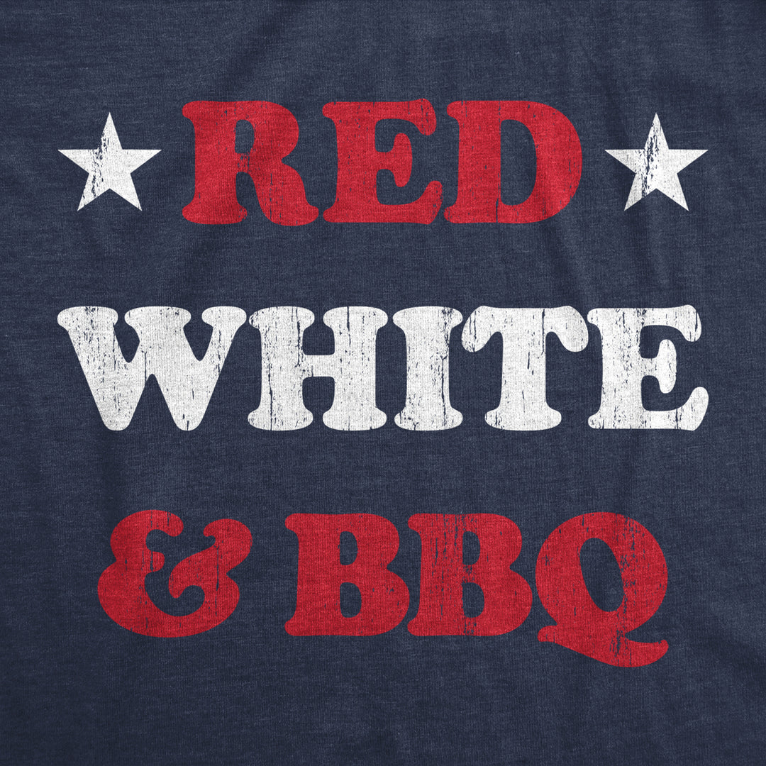 Womens Red White And BBQ Fitness Tank Funny Patriotic Barbecue Text Shirt For Ladies Image 2