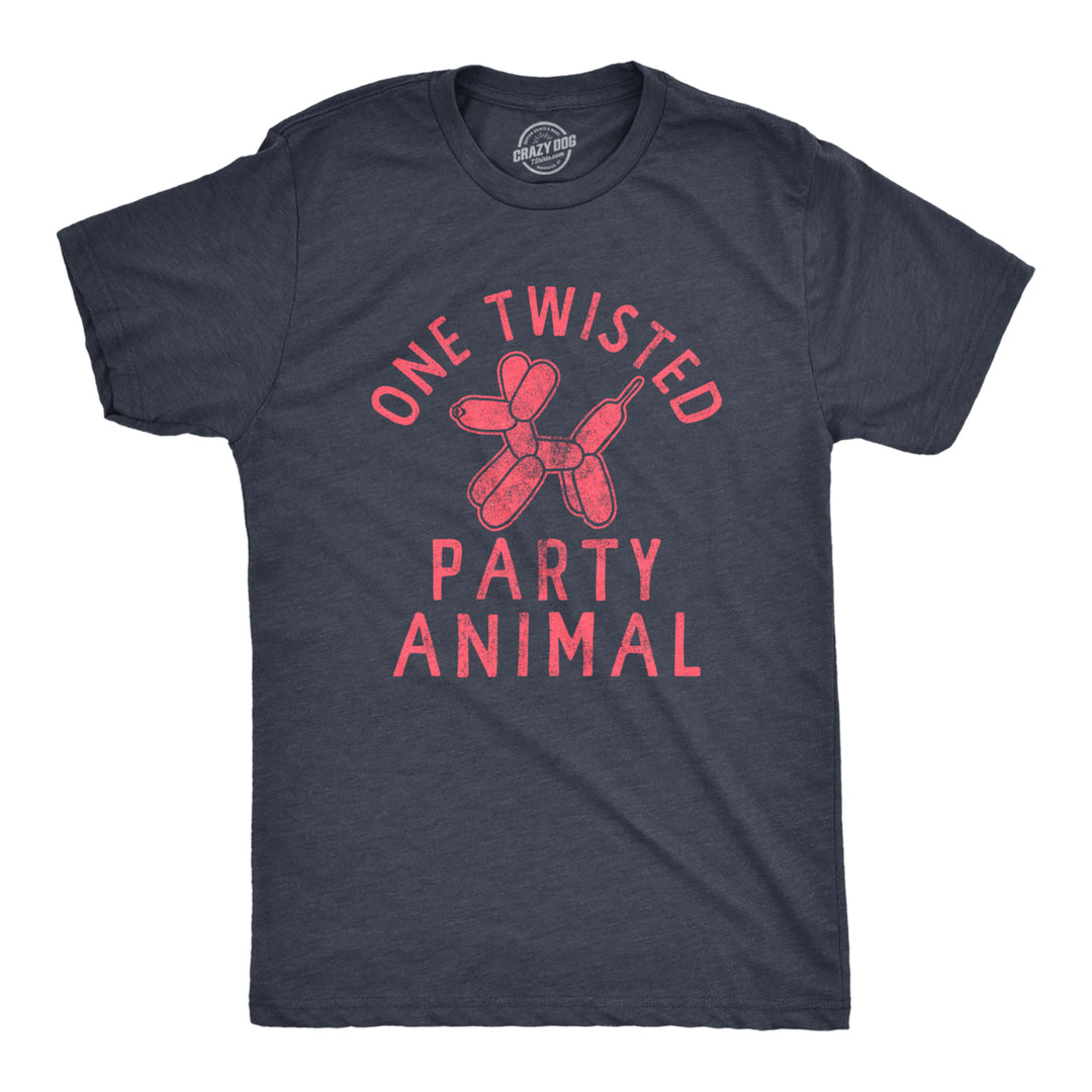 Mens One Twisted Party Animal T Shirt Funny Sarcastic Balloon Joke Tee For Guys Image 1