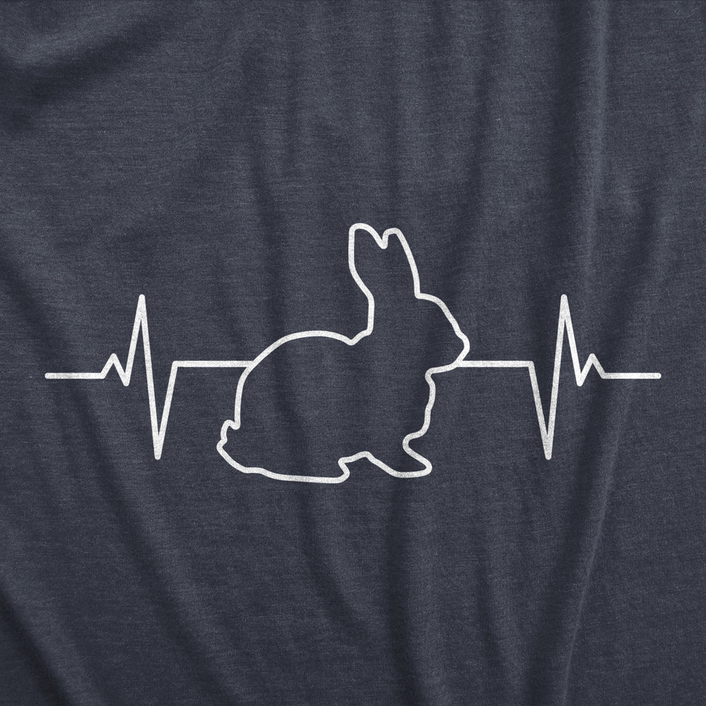 Mens Rabbit Heart Beat T Shirt Funny Cool Easter Bunny Pulse Monitor Tee For Guys Image 2