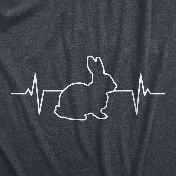 Womens Rabbit Heart Beat T Shirt Funny Cool Easter Bunny Pulse Monitor Tee For Ladies Image 2