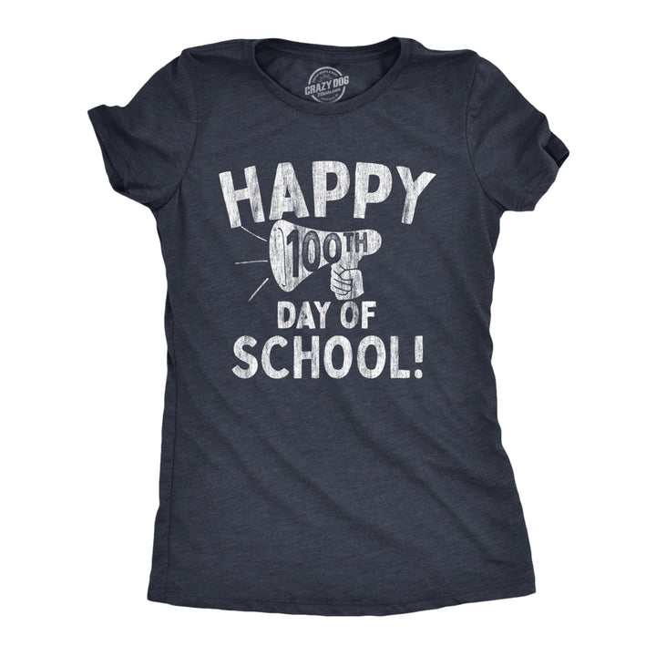 Womens Happy 100th Day of School T Shirt Funny Teacher Learning Tee For Ladies Image 1