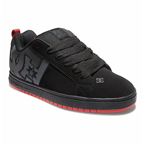 DC Men's Court Graffik Sq Low Shoe Skate  BLACK/GREY/RED Image 1