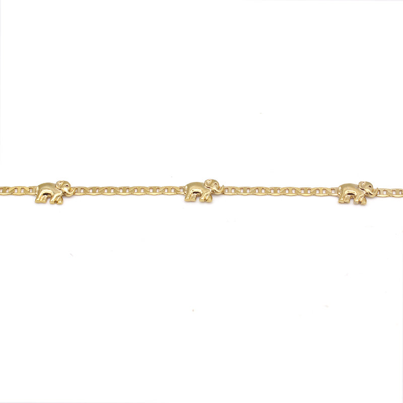 18K Gold Plated Flat Marina Elephant Anklet For Women- Made In Brazil Image 2
