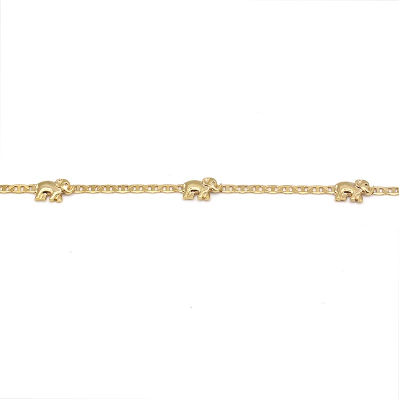 18K Gold Plated Flat Marina Elephant Anklet For Women- Made In Brazil Image 2