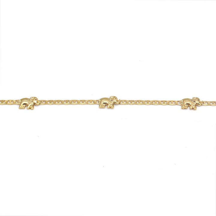 18K Gold Plated Flat Marina Elephant Anklet For Women- Made In Brazil Image 2