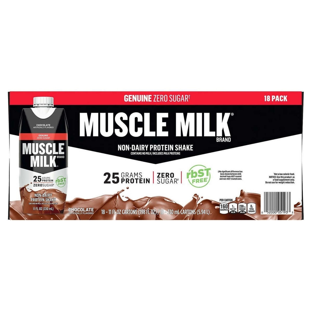 Muscle Milk Genuine Protein Shake Chocolate 11 Fluid Ounce (Pack of 18) Image 1