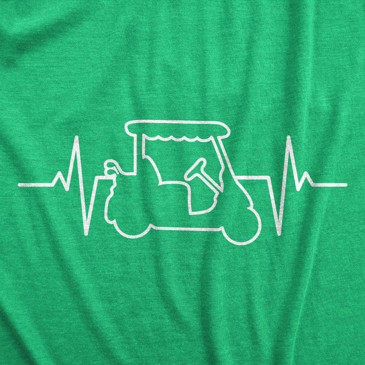 Mens Golf Cart Heart Beat T Shirt Funny Cool Golfing Lovers Pulse Tee For Guys Image 2