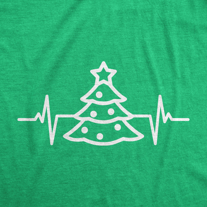 Womens Christmas Tree Heart Beat T Shirt Funny Cool Xmas Party Tee For Ladies Image 2