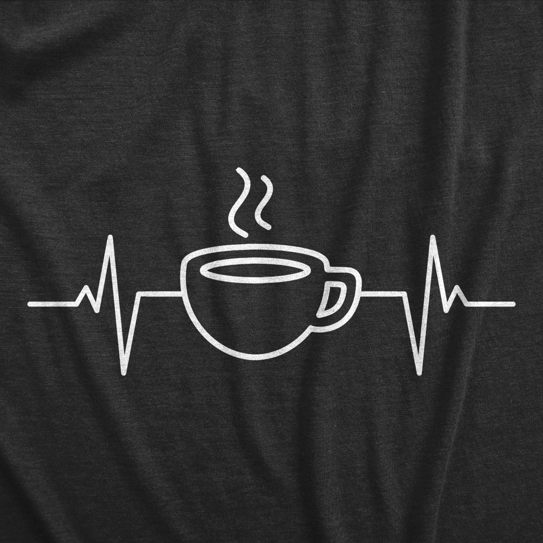 Mens Coffee Heart Beat T Shirt Funny Cool Caffeine Lovers Cup Tee For Guys Image 2