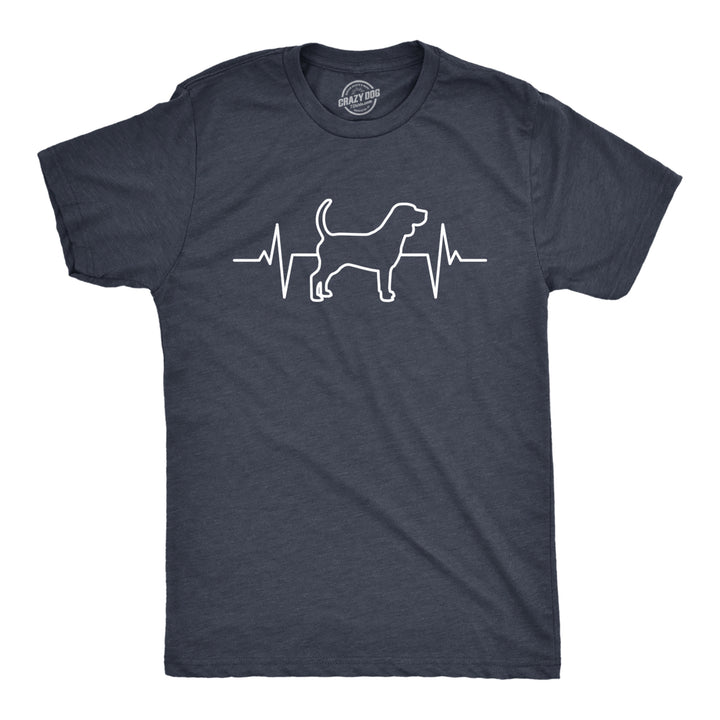 Mens Dog Heart Beat T Shirt Funny Cool Puppy Pet Lover Tee For Guys Image 1