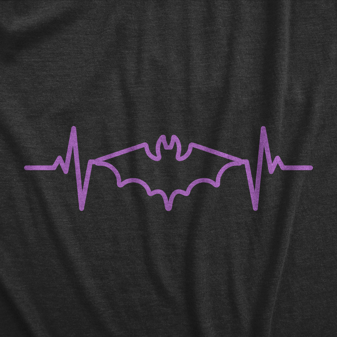 Womens Bat Heart Beat T Shirt Funny Cool Halloween Spooky Tee For Ladies Image 2