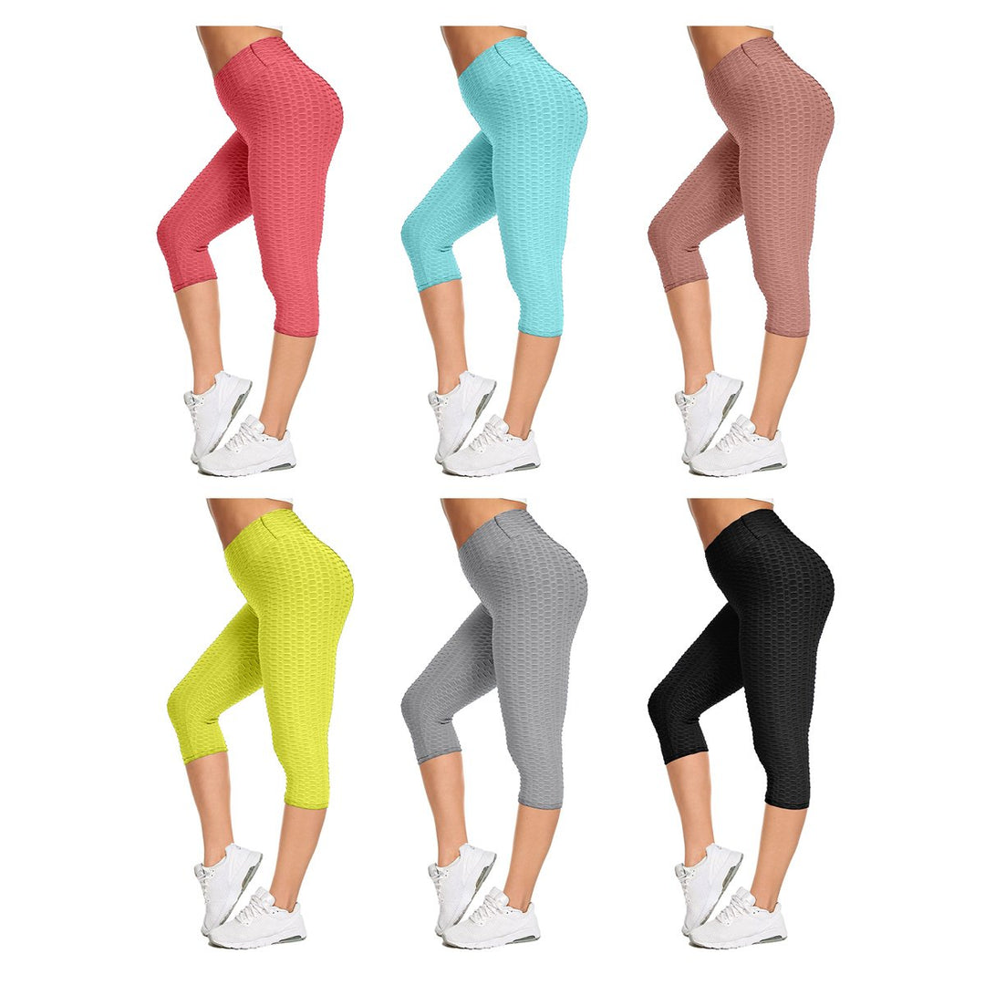 3-Pack: Womens High Waisted Anti Cellulite Leggings (Butt Lifting) Image 4