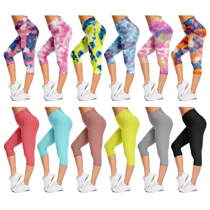 3-Pack: Womens High Waisted Anti Cellulite Leggings (Butt Lifting) Image 1