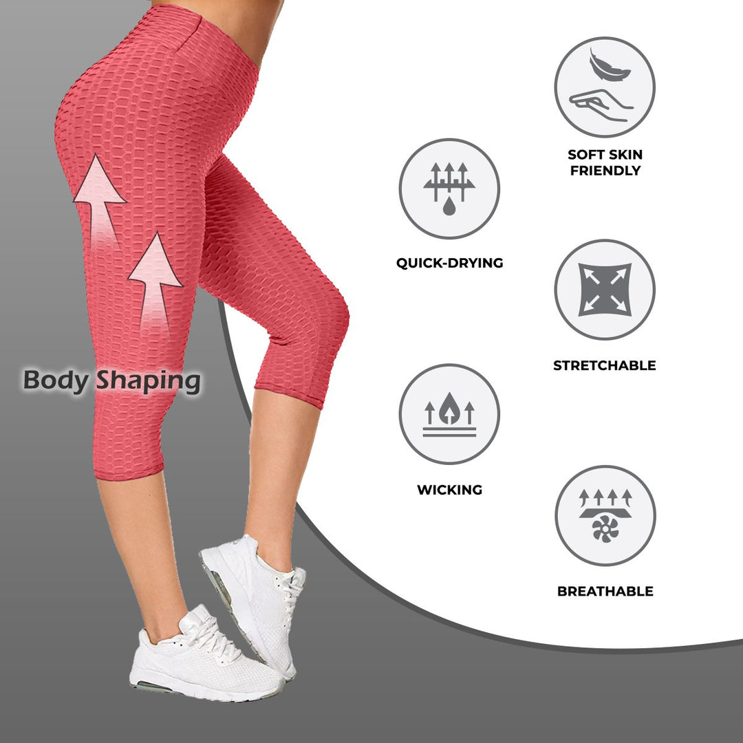 3-Pack: Womens High Waisted Anti Cellulite Leggings (Butt Lifting) Image 3