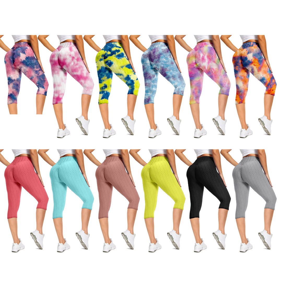 3-Pack: Womens High Waisted Anti Cellulite Leggings (Butt Lifting) Image 2