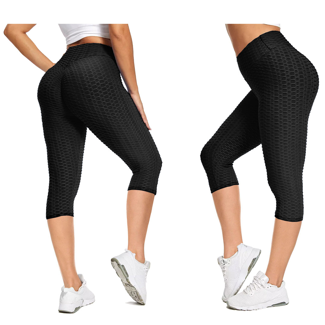 4-Pack Womens High Waisted Anti Cellulite Solid Leggings Image 6