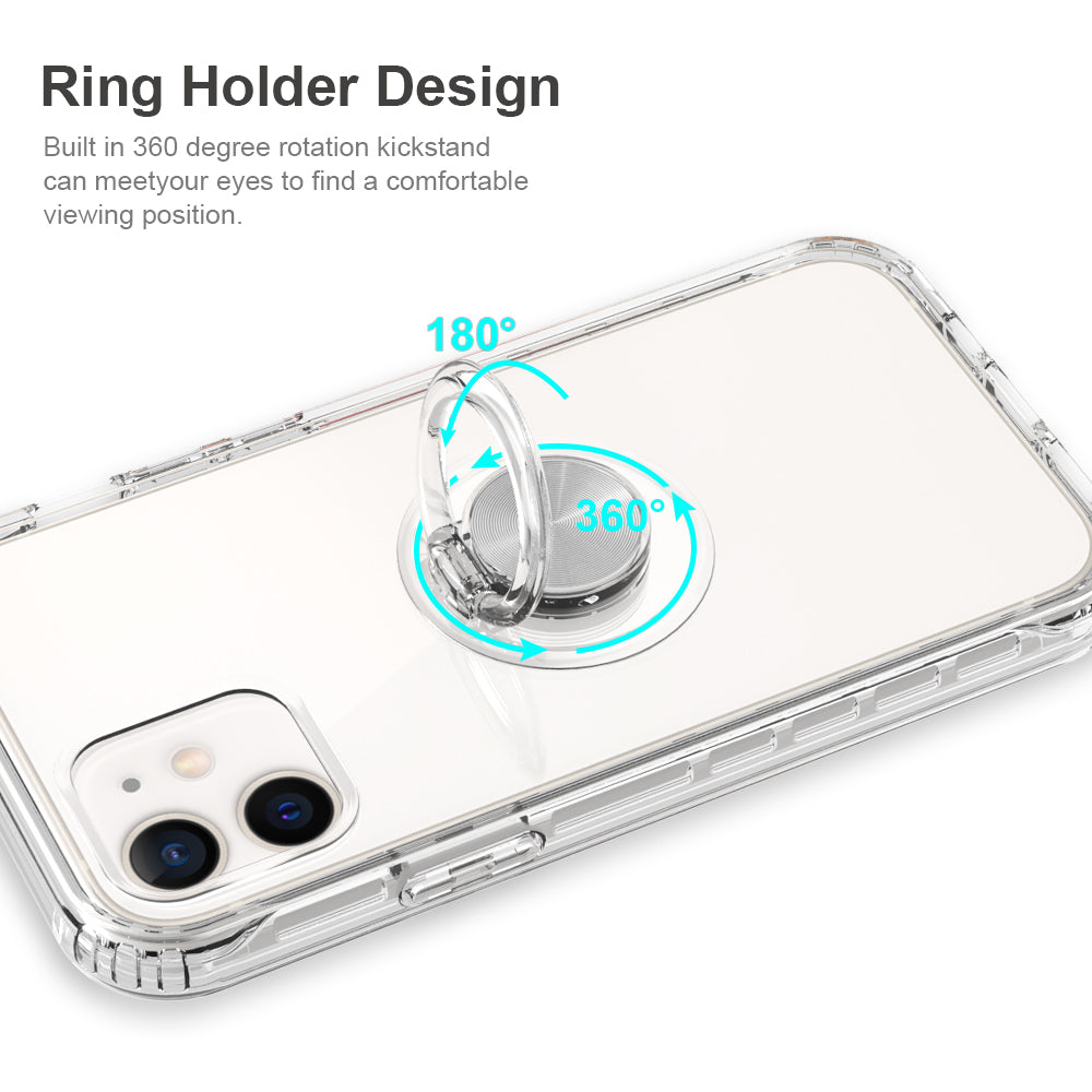 navor Clear Case with Metal Ring Stand Works with Magnetic Car Phone Mount Case Drop Protection and Clear Hard Back Image 6