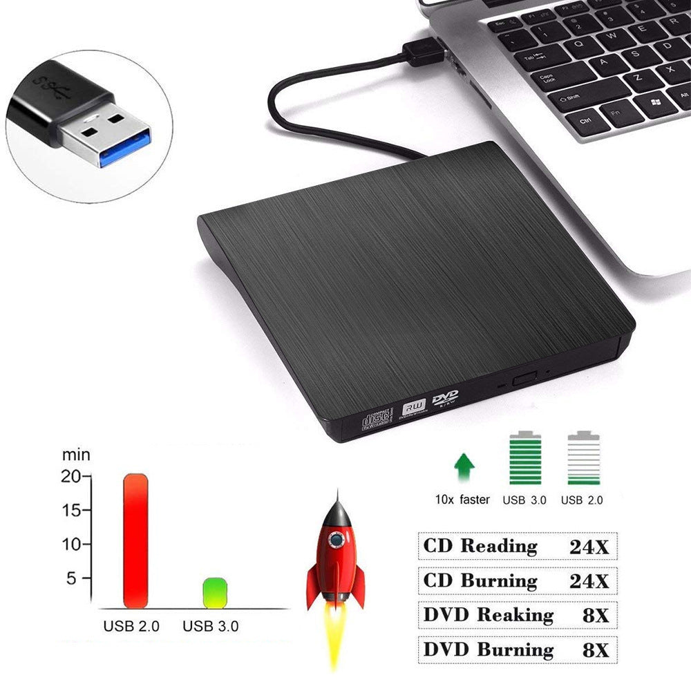 navor External CD or DVD Drive USB 3.0Portable High Speed Data Transfer RW Drive DVD ROM Rewriter Burner Compatible with Image 3