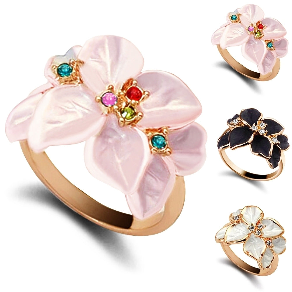 Womens Fashion Flower Pattern Weddding Party Alloy Ring Charming Jewelry Gift Image 1