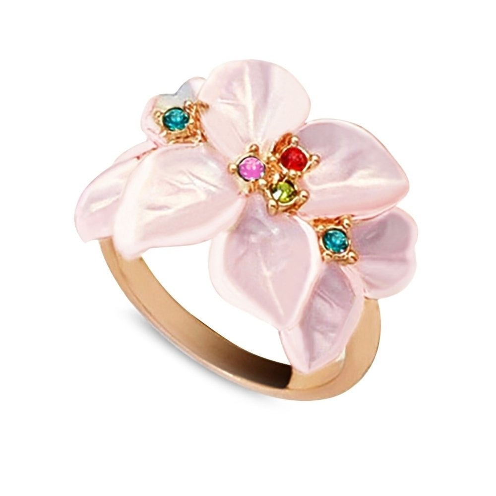 Womens Fashion Flower Pattern Weddding Party Alloy Ring Charming Jewelry Gift Image 2