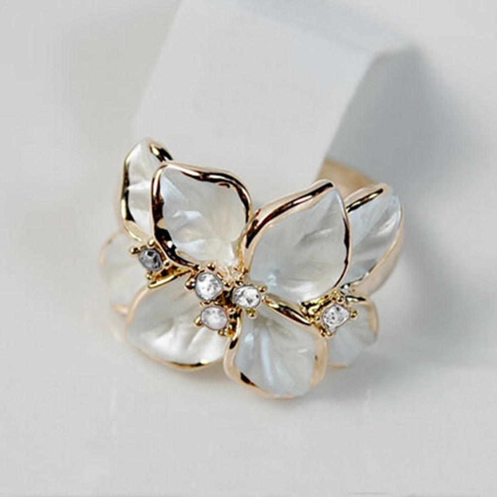 Womens Fashion Flower Pattern Weddding Party Alloy Ring Charming Jewelry Gift Image 3