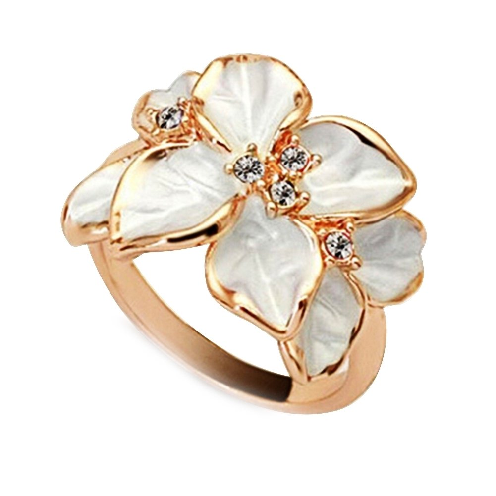 Womens Fashion Flower Pattern Weddding Party Alloy Ring Charming Jewelry Gift Image 7