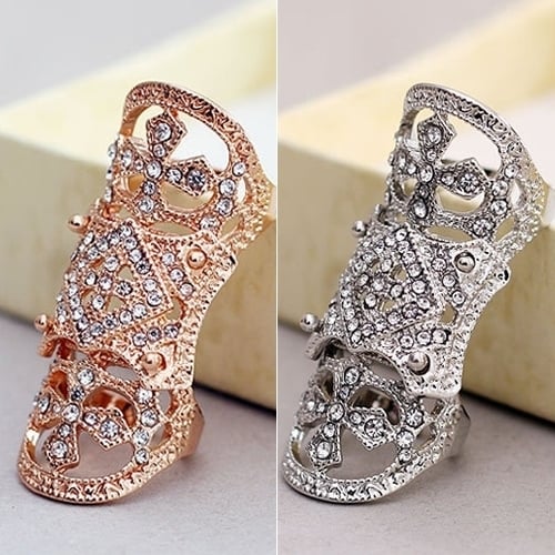 Fashion Punk Cool Western Style Rhinestone Joint Finger Cross Ring Jewelry Image 1